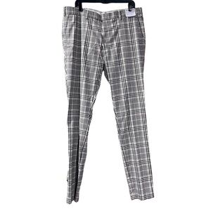 Topman Pants Mens W38 L36 Stretch Skinny Plaid Printed Trouser Business Casual